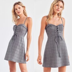 UO Cooperative Plaid Corset Mini Dress